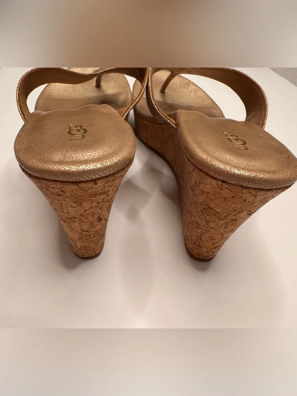 UGG Wedge Flip-Flop Sandals in Metallic Bronze